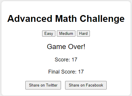Advanced Math Game